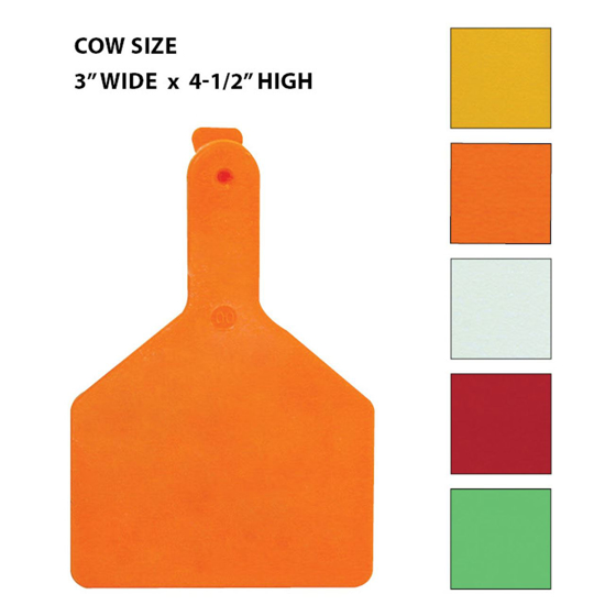 Z-TAG CALF TAG SHORT NECK 2-3/8" W x 3-1/4" H Hot-Stamped  #26-50 ORANGE 25ct 